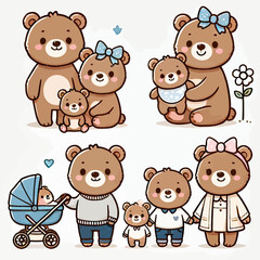 set of teddy bears