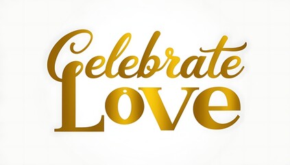 Fototapeta premium Celebrate Love Golden Lettering Design