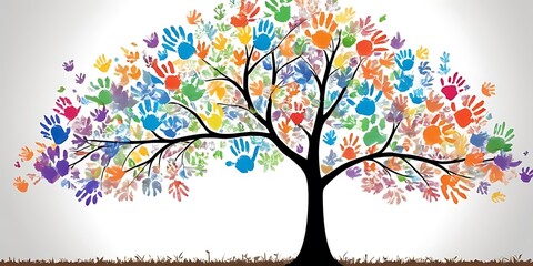 tree with colorful hand paint 