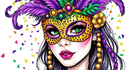 Colorful carnival mask with vibrant feathers