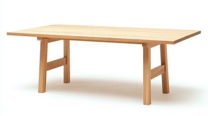 Modern Wooden Dining Table on White Background