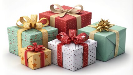 Obraz premium Neatly Wrapped Holiday Gifts in Various Colors and Designs