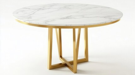 Elegant Round Marble Table with Gold Frame