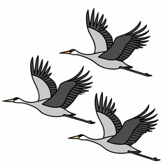  Vector artwork of migrating cranes in flight, perfect for digital products and graphic design projects.