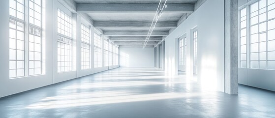 Fototapeta premium Sunlit Modern Industrial Loft Space: Architectural Photography