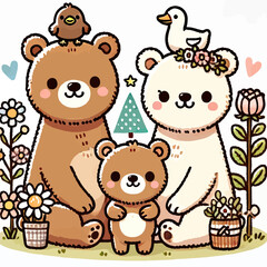 Fototapeta premium teddy bears and flowers
