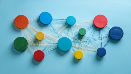 Obraz premium An abstract representation of a network of colored and sized circles moving toward and away from each other