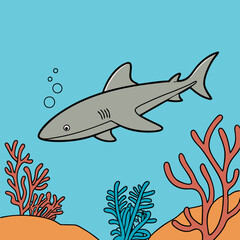 Fototapeta premium Nurse Shark swims gracefully among vibrant coral reefs, showcasing underwater beauty and marine life.