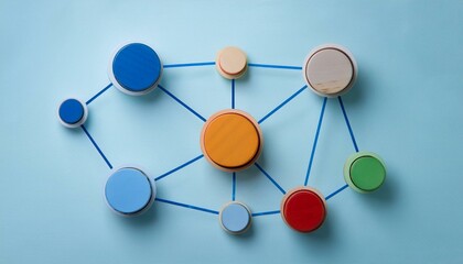 Fototapeta premium An abstract representation of a network of colored and sized circles moving toward and away from each other