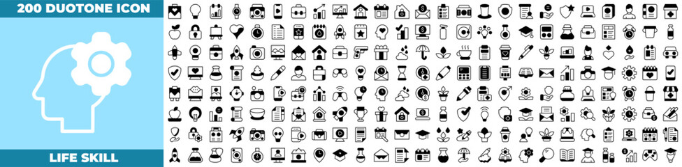Life Skill Duotone Editable Icons set