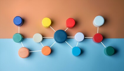 Obraz premium An abstract representation of a network of colored and sized circles moving toward and away from each other