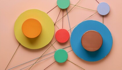 An abstract representation of a network of colored and sized circles moving toward and away from each other