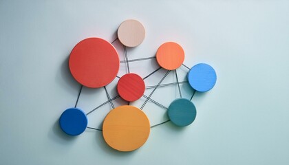Fototapeta premium An abstract representation of a network of colored and sized circles moving toward and away from each other