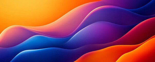 Orange blue purple abstract banner, vibrant color flow gradient grainy background, copy space, Generative AI