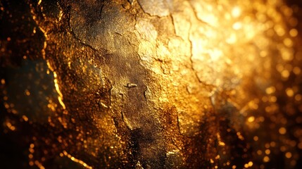 Golden textured surface with rough, uneven areas and light reflections.