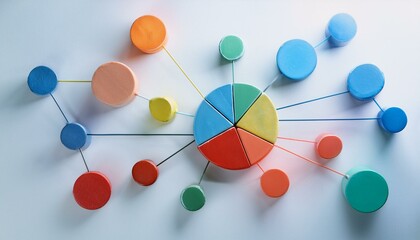 Obraz premium An abstract representation of a network of colored and sized circles moving toward and away from each other