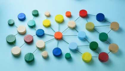 An abstract representation of a network of colored and sized circles moving toward and away from each other