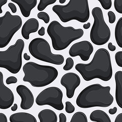 Hand drawn Seamless pattern of cow skin, Detail skin of cow, cartoonish black and white cow pattern