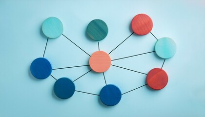 Fototapeta premium An abstract representation of a network of colored and sized circles moving toward and away from each other