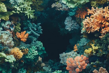 Vibrant Coral Reef Scene Underwater Ocean Life