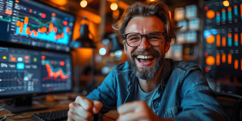 Fototapeta premium Cinematic Photography of People Celebrating Success - Joyful and Dynamic Moments