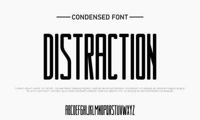 Modern Font. Exclamation Mark, Ampersand Typography urban style condensed fonts for fashion, sport, technology, digital, music, movie, logo design, vector illustration