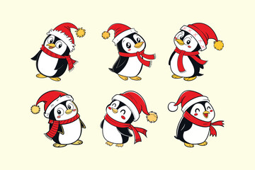 Merry Christmas Penguin vector illustration pen tools art design