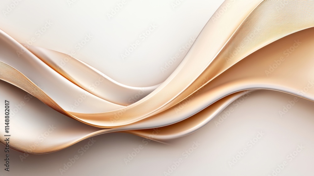 Poster abstract flowing beige and gold wave pattern with soft lighting on a neutral background. minimalist