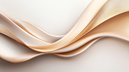 Obraz premium Abstract flowing beige and gold wave pattern with soft lighting on a neutral background. Minimalist