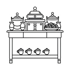 Editable Buffet Server Outline Vector Graphic