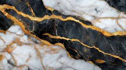 Elegant black and white marble with gold veins texture design