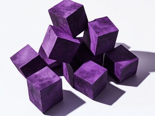 Purple cubes stacked on white background.