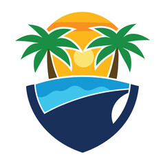 tropical island with palm tree