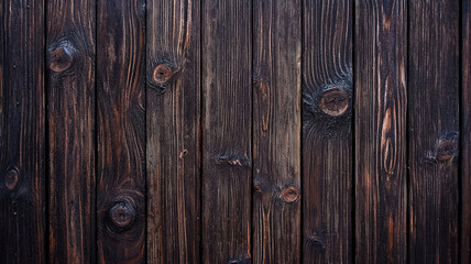 Obraz premium A dark wood grain texture with rich chocolate brown hues and natural knots, creating a warm and classic aesthetic, ideal for sophisticated interior design.