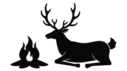 Santa’s Reindeer Resting by a Fire