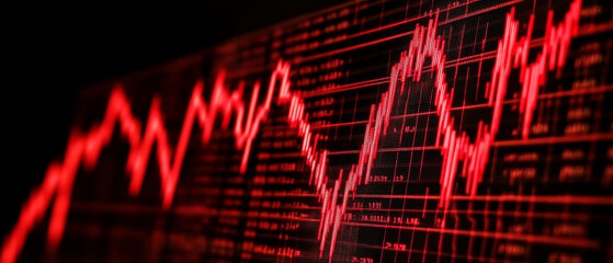 Fototapeta premium Visual representation of declining corporate earnings with red graph lines