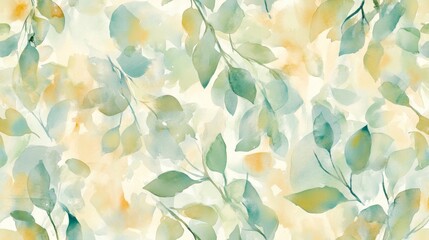 Delicate green leaves pattern abstract art digital design soft color palette aesthetic background nature inspired