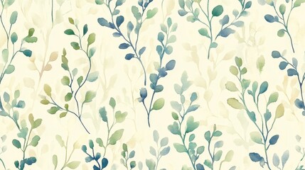 Delicate greenery pattern artistic design nature watercolor illustration aesthetic view organic concept