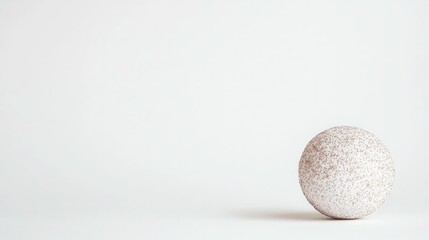 Single speckled bath bomb on white background.