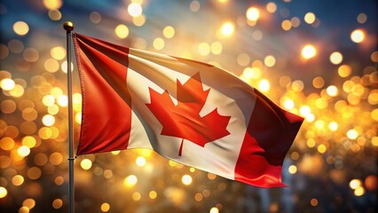 Canada Flag Bokeh Background - Patriotic Generative AI Image
