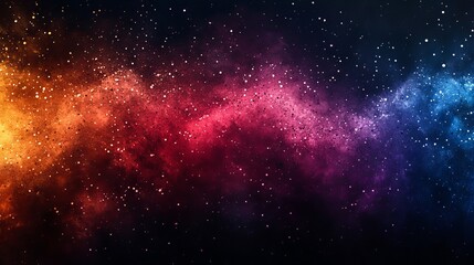 Naklejka premium Dark grainy gradient background, orange green yellow abstract swirl shape on black, noise texture effect, Generative AI