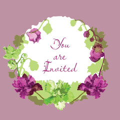 Vector garden illustration with delicate violets