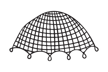Fish net doodle hand drawn icon. Outline drawing fishing concept line clipart symbol © Yanka