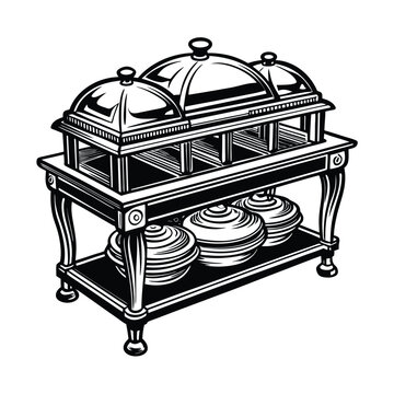 black and white buffet serving station clip art preview
