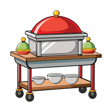red buffet cart with food warmer clip art preview