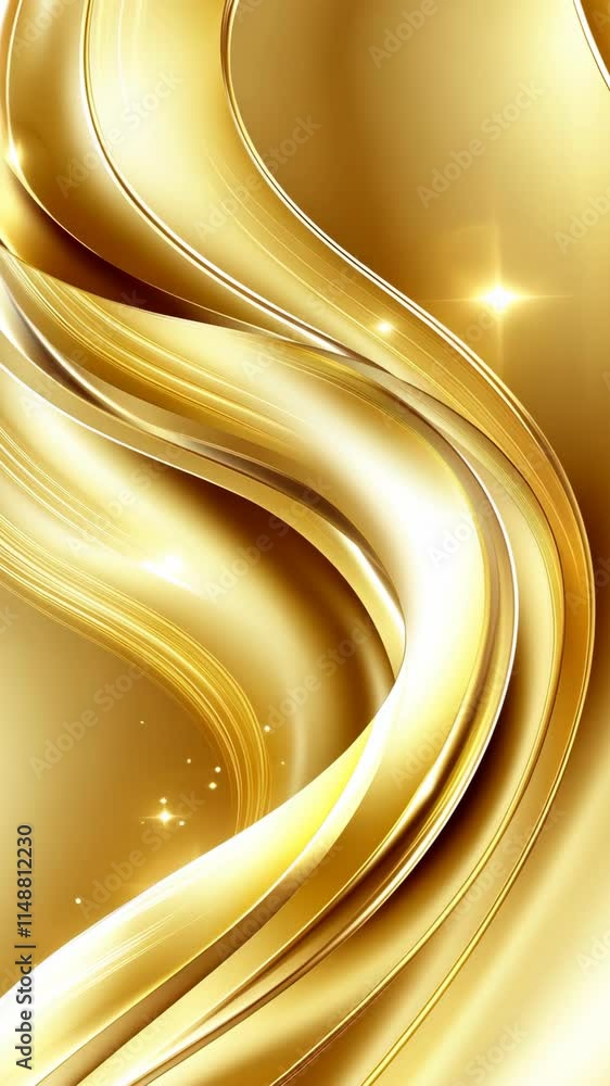 Poster golden abstract waves create a sense of elegance and fluidity in a shimmering background design for 