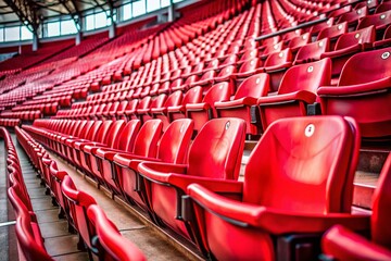 Fototapeta premium Candid Stadium Red Seats Photography: Vibrant Images of Empty & Full Red Stadium Seating