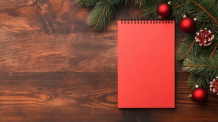 Holiday Greetings Mockup – Empty Paper Surrounded by Christmas Ornaments, Perfect for Text, Branding, or Festive Wishes Design
