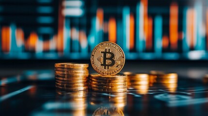 Bitcoin investment insights financial market cryptocurrency visuals urban environment close-up view digital economy trends