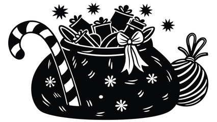 Santa's Bag Overflowing with Gifts